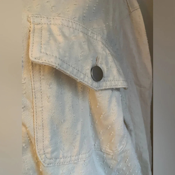 Hayden Los Angeles cream textured shirt jacket shacket boho coastal grandma M - Picture 3 of 9